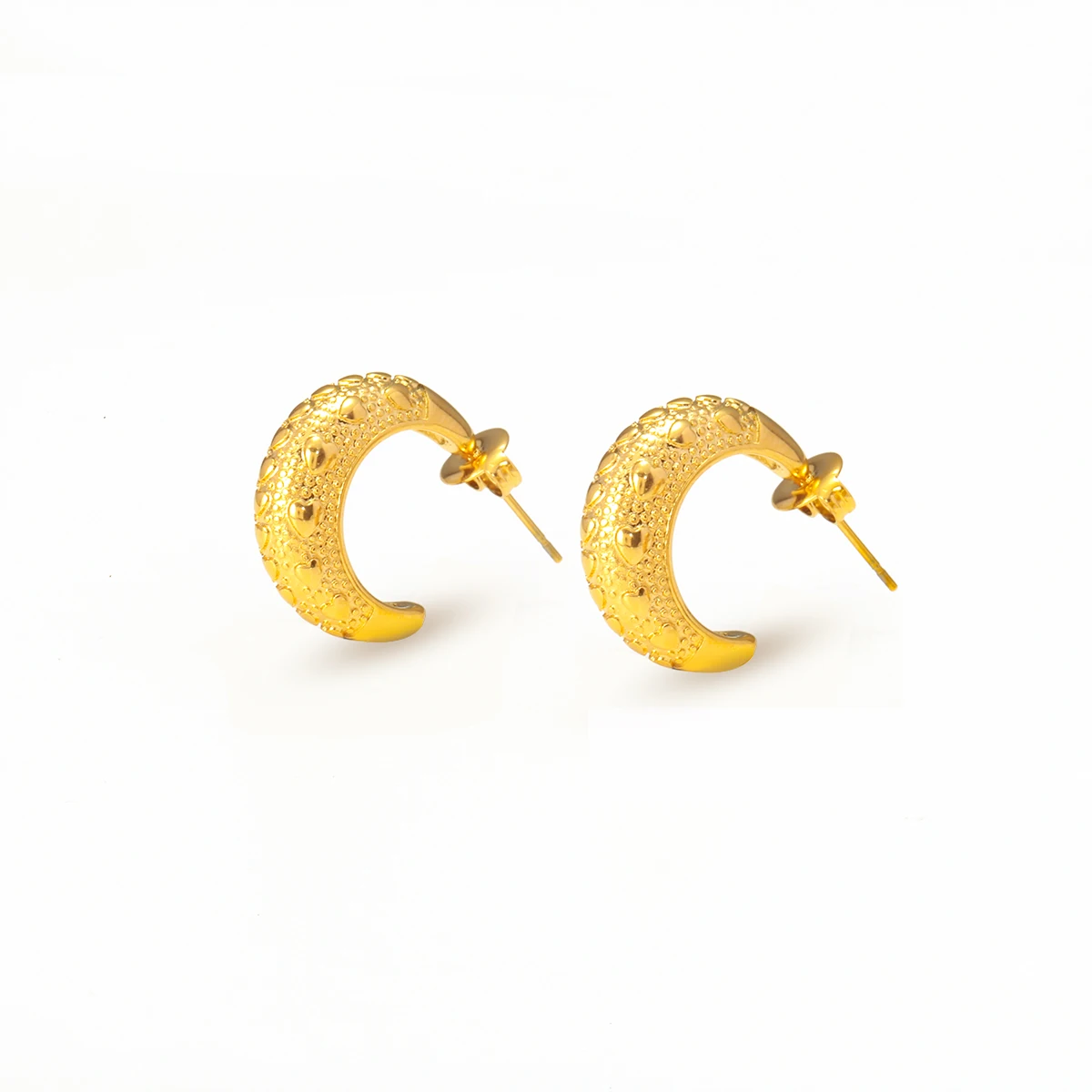 Stylish C-shaped 18K gold-plated stainless steel earrings are perfect for women's gifts image 5