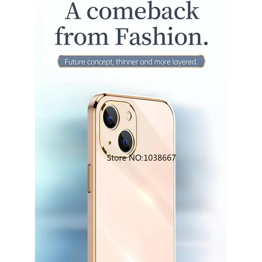 Case for iPhone 13 Pro Max 17 16 Plus 15 11 12 13 14 XR X XS Max Soft TPU Silicone Color Protective Case Electroplated Frame