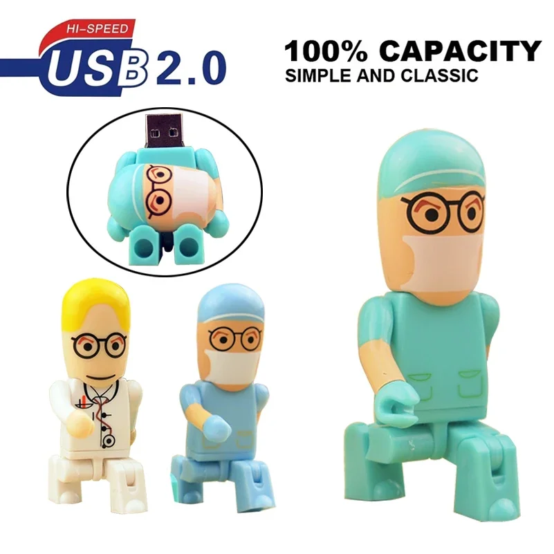 New hot sell Plastic U disk Doctor Nurse models USB 2.0 Flash Memory Pen Drive 4GB 8GB 16GB 32GB 64GB dentist Usb flash drives