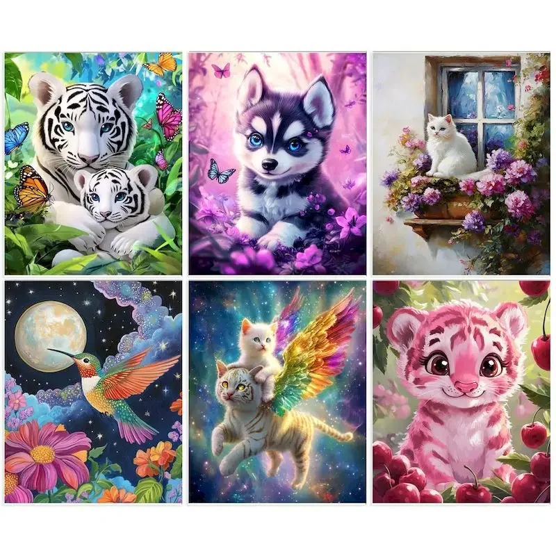 

Акриловая картина «сделай сам», по номерам, животные на холсте, цветы, акриловая краска, рисование, раскраска по номерам для легкого начинающего