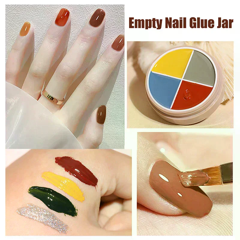 

3/4 Grids Nail Patting Gel Empty Jar Glitter Nail Painted Polish Holder Case Packaging Box Manicure UV Glue Organizer Plastic