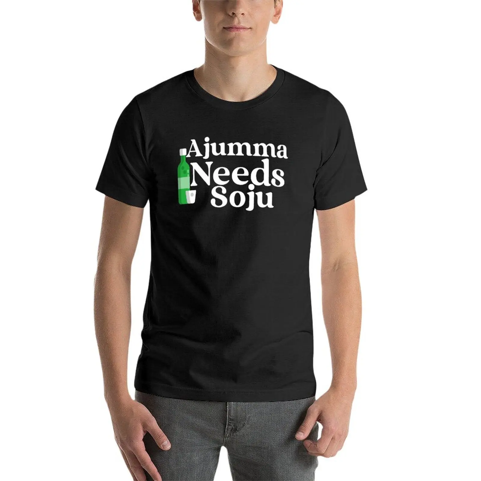 Camiseta de ajimma Needs Soju para hombre, ropa bonita de secado rápido, camisetas lisas