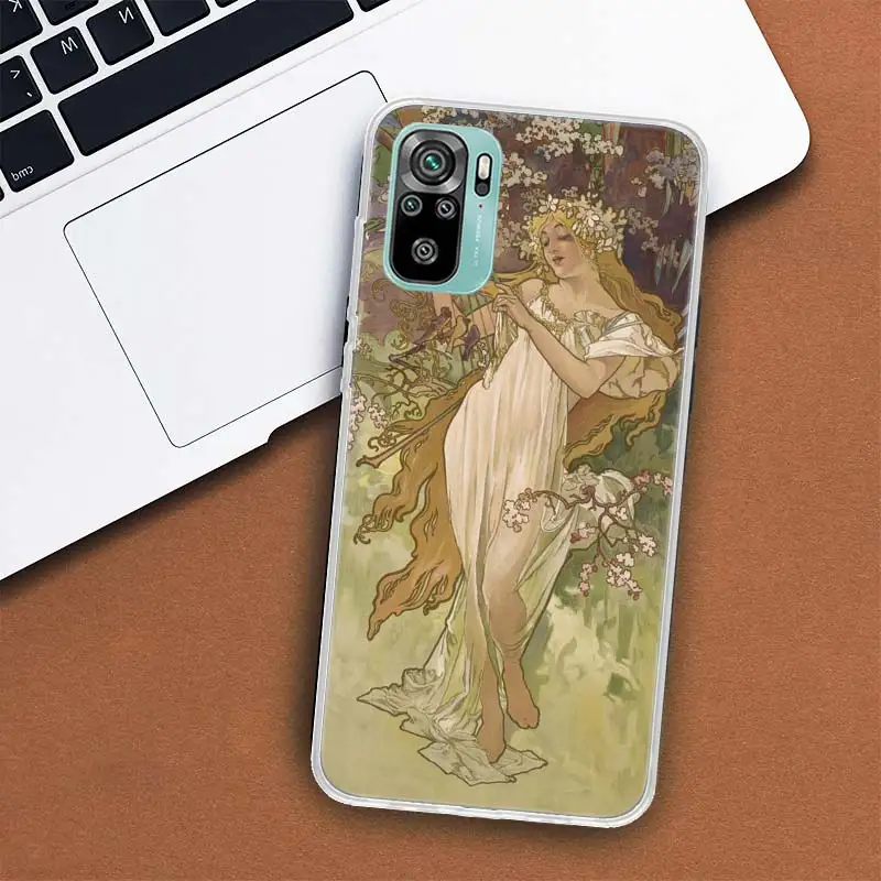 Alfons Mucha Primavera Phone Case For Xiaomi Poco M3 M4 M5 M5S X3 GT X4 F6 X5 X6 Pro F5 F4 F3 F2 F1 Mi CC9 Note 10 Lite Cover S