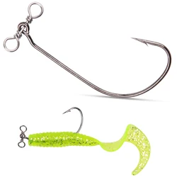 30Pcs Drop Shot Fishing Hooks High Carbon Steel Long Shank Down Shot Rig and Swivel Worm Hooks for Carp Bass Perch Catfish
