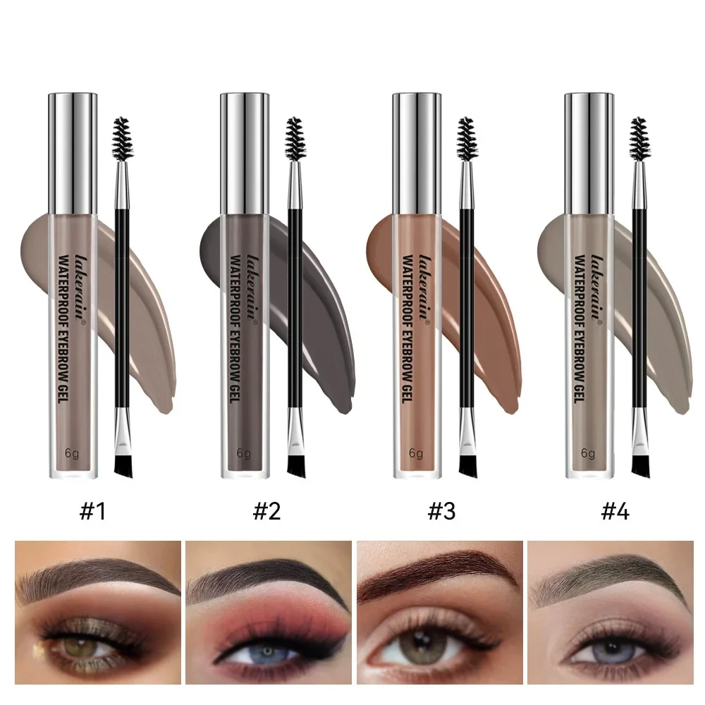 Gel de sobrancelha à prova d'água de longa duração, maquiagem líquida altamente colorida, à prova de suor, acabamento natural, marrom, preto, 4 cores, cosméticos