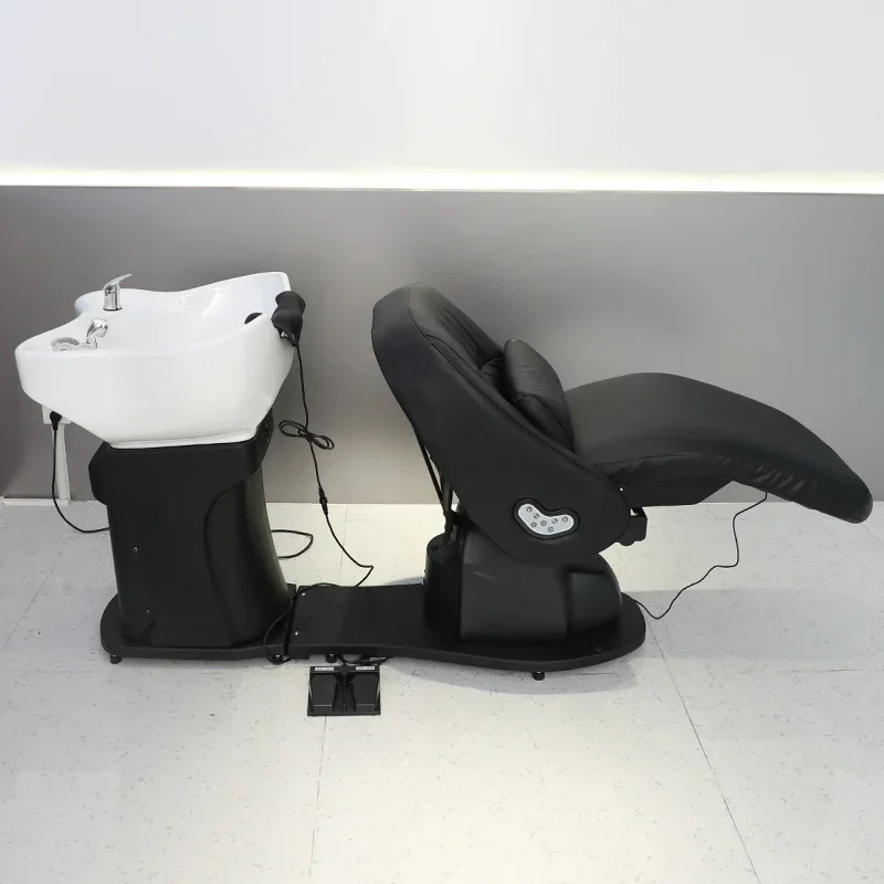 2026 Factory direct sales Comfortable Electric Hair Salon Backwash Unit Furniture Massage Hair Washing Bed Shampoo Chair With Bo