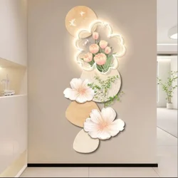 Cream flower living room entrance porch decorative painting LED light advanced mural light