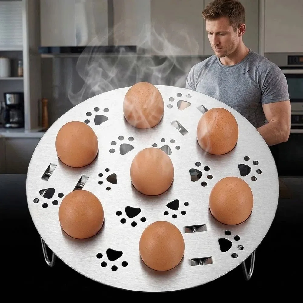 Thickened Stainless Steel Steaming Grid High Foot Stand Round Foldable Steamer Basket Reusable Anti-Corrosion