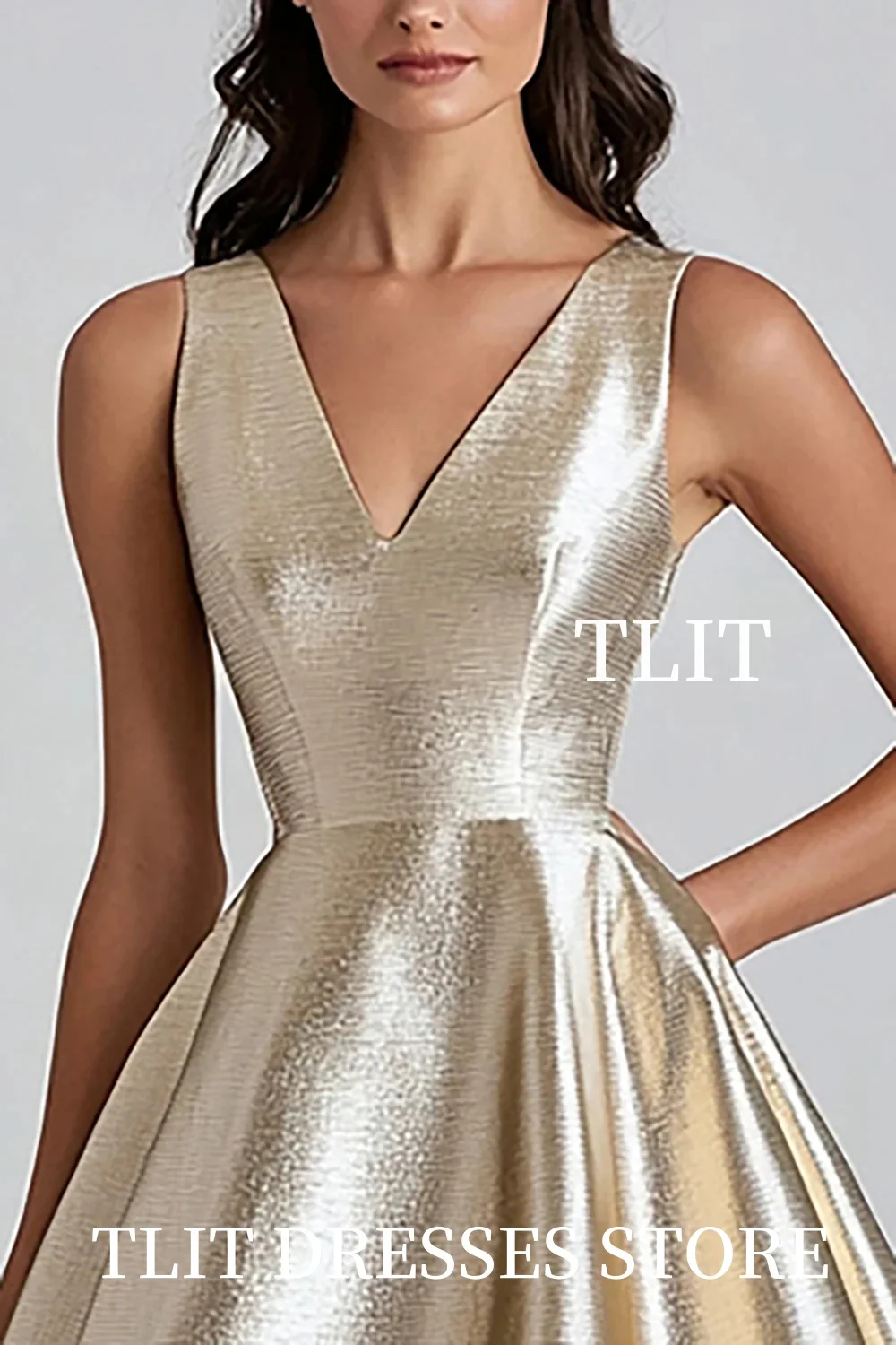 Tlit sexy champanhe drapeado vestido de noite vestidos de alça espaguete larga profundo decote em v vestidos de cocktail personalizado festa formal