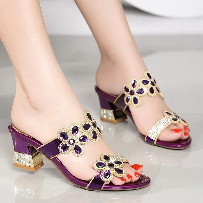 BEYARNE Hot Summer Elegant Fashion Women Casual Shoes Thick with Sandals Peep-toe Beach Shoes Mid Heel Bright Gold Silver 3Color