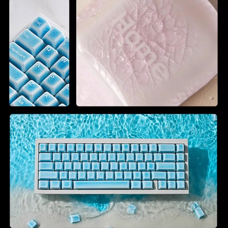 

Ceramic Keycap Set Ice Crack Transparent Key Caps Cherry Profile Keycaps for Mechanical Keyboard Custom Keycaps PC Collect Gifts