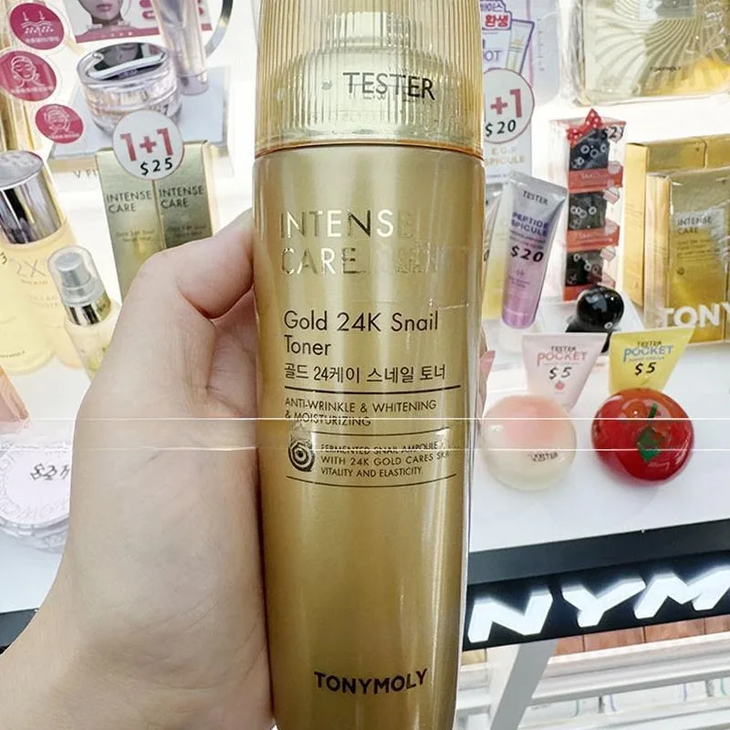 Korea SkinCare TONYMOLY 24K Gold Snail Toner Emulsion 140ml Whiten Hydrating Anti-Wrinkle Anti-aging Moisturise Repair Beauty