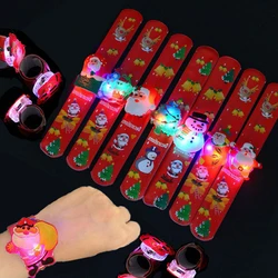 Christmas Glowing Slap Ring Toys Children Gift Xmas Christmas Party Favor Kids Wristband Ring Surprise Small Gift New Year Decor