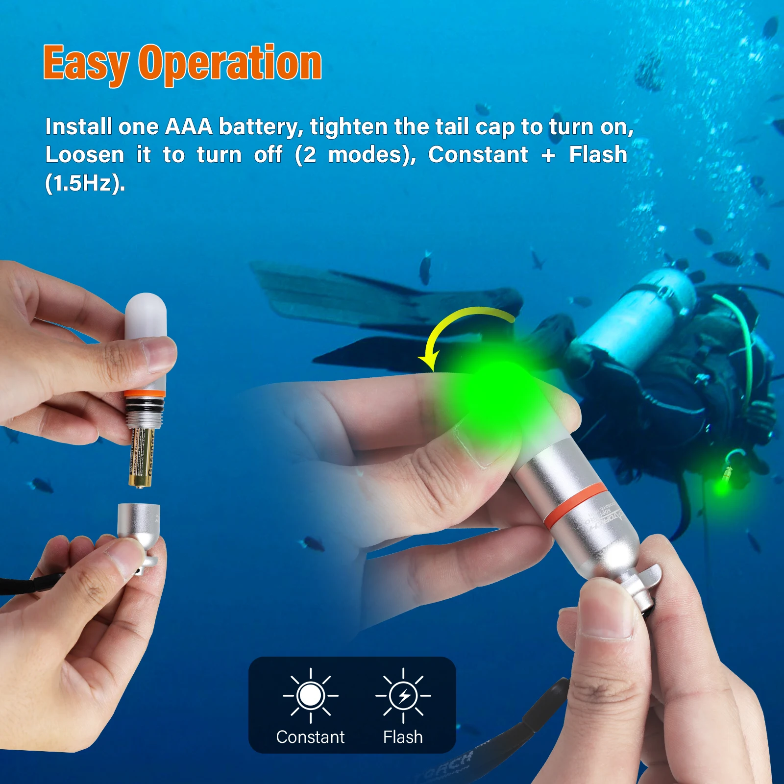 ORCATORCH SD01 PRO buceo estroboscópico baliza Mini tanque brillante luz de señal de buceo linterna subacuática luces intermitentes nocturnas