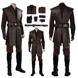 Anakin Cosplay Men Costume Movie Space Battle Roleplay Knight Fantasia Uniform Gloves Belt Outfits Halloween Carnival Party Suit