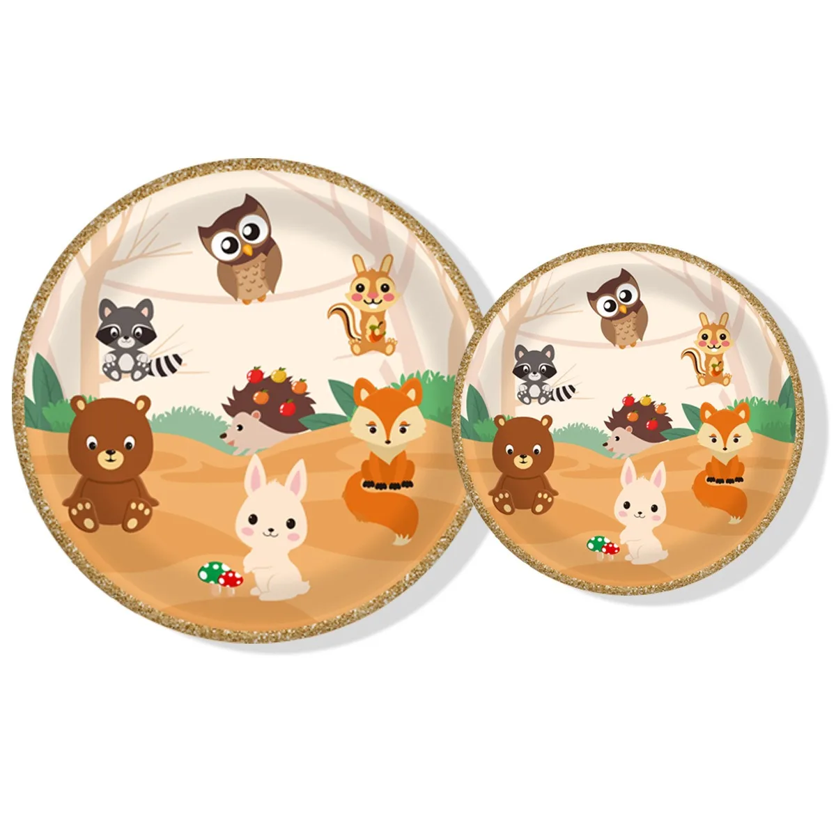 Woodland Animals Party Disposable Tableware Set Forests Animals Bear Owl Rabbit Fox Plates Babyshower Kids 1st Birthday Supplies