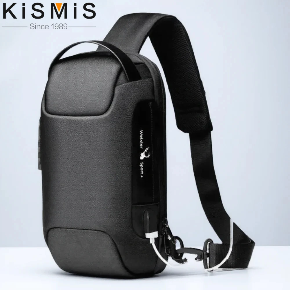 

Мужская модная нагрудная сумка, водонепроницаемая сумка через плечо, противоугонный USB-короткий дорожный рюкзак