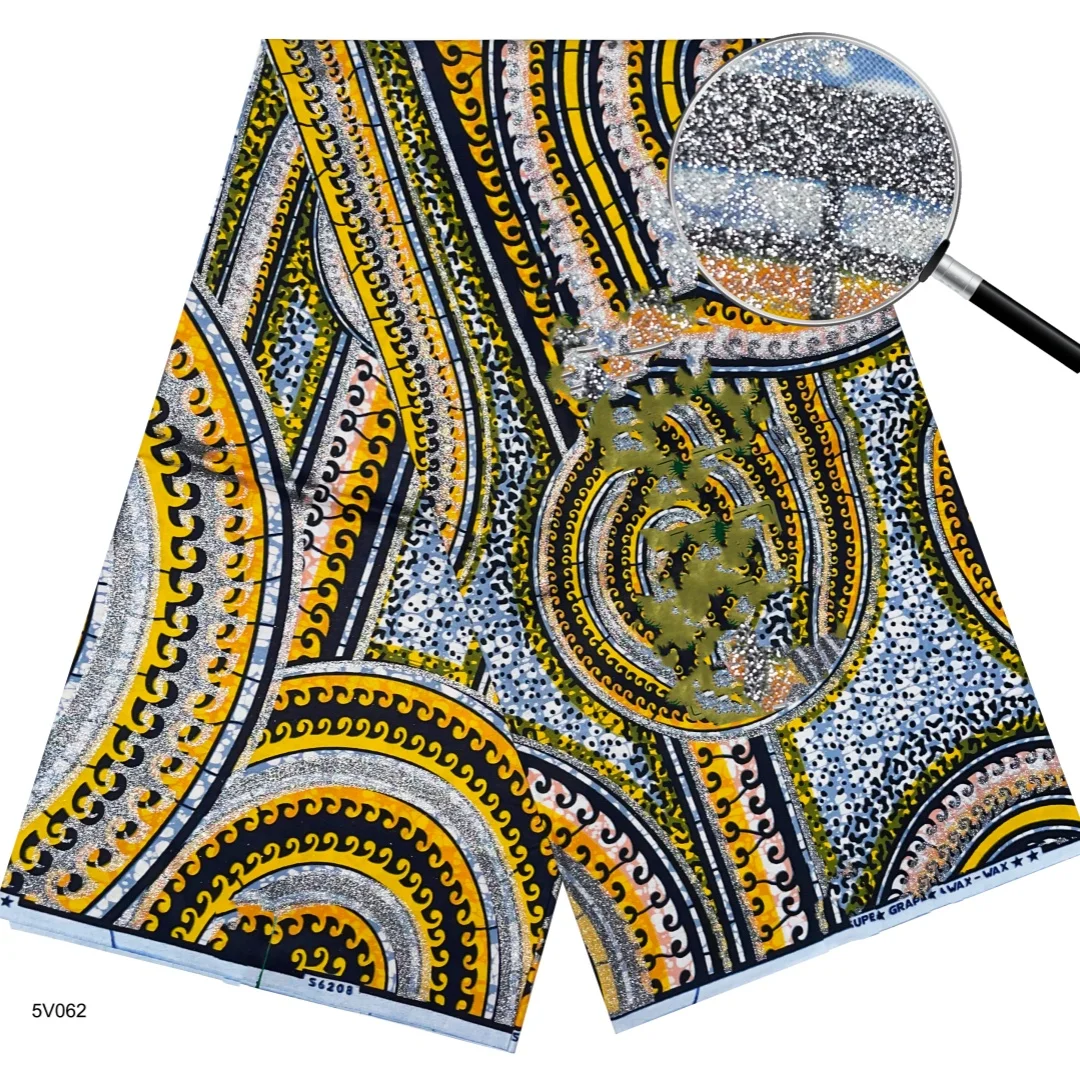 Tela Estampada con Cera Dorada de Nigeria, Estilo 2026, Tela Africana de Alta Calidad para Patchwork, Ropa y Manualidades, T1