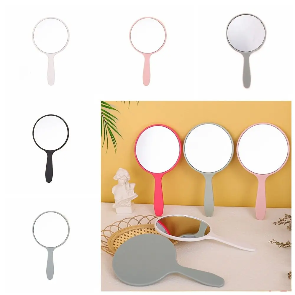 Cute DIY Makeup Mirror Handheld With Handle Round Handheld Mirror Small Anti-fall Portable Mirror Women