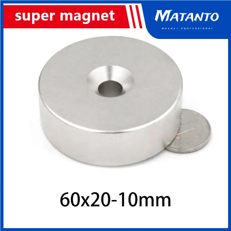 

1PC 60x20-10 Big Round Super Strong Powerful Magnet 60*20 Hole 10mm Countersunk Disc Neodymium Magnet 60*20-10 Permanent Magnet