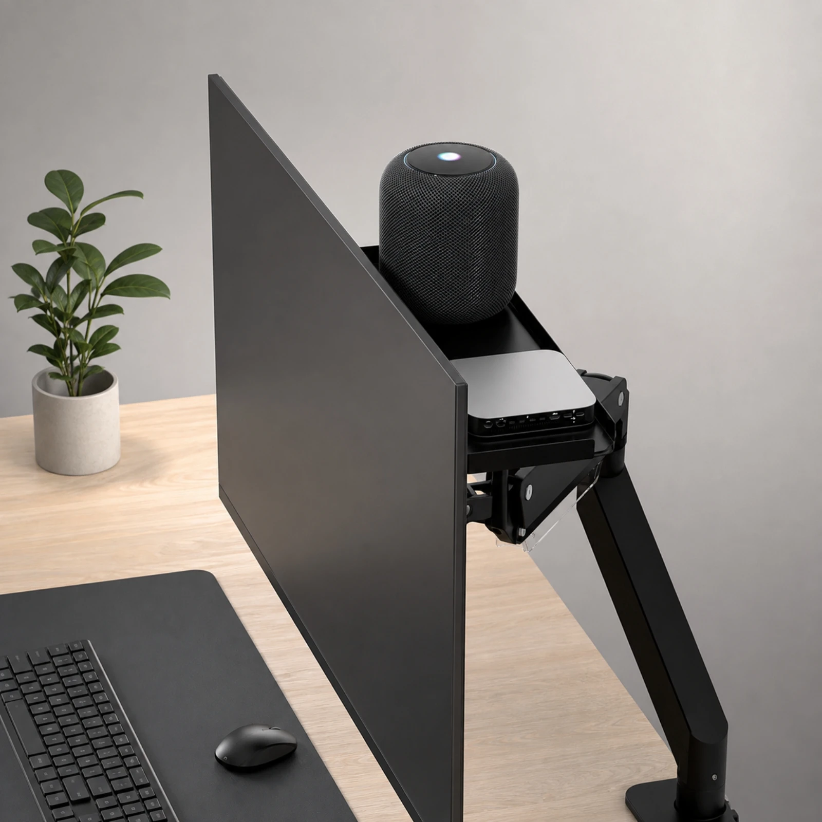 VESA Mount Shelf with Raised Edges Sleek VESA Monitor Shelf for Home Office Workers, Desk Organization, Gaming Setups