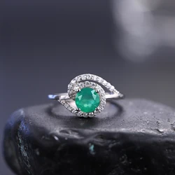 GEM'S BALLET 6mm anello di fidanzamento con pietre preziose di agata verde naturale anello di onice in argento Sterling 925 anello Vintage da donna regalo per lei