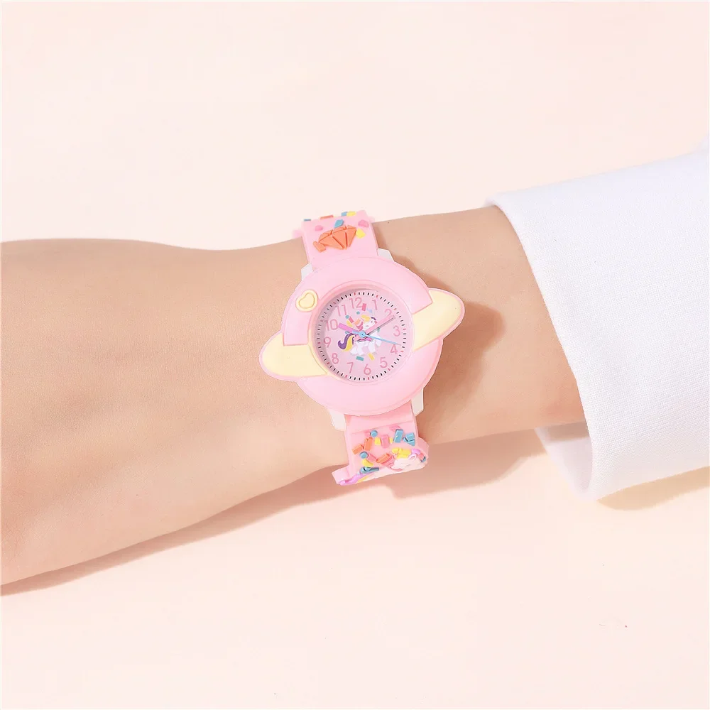 Cute Unicorn Children's Watch Cartoon Quartz Wristwatches, Colored Plastic Band Quartz Boy Girl Student Decorative Watches