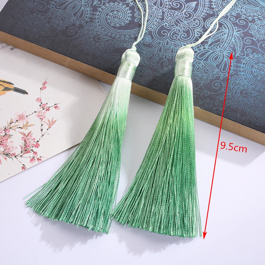 Pendentifs Chinois en Polyester Dégradé de 9.5cm, Longs Bijoux, Boucles d'Oreilles, Fournitures de Décoration Artisanale, Lot de 6 Pièces