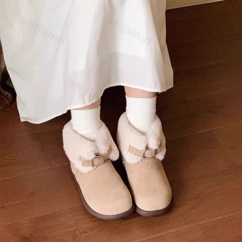 أزياء المرأة أحذية بوت قصيرة الشتاء مشبك حزام أفخم رشاقته عدم الانزلاق أحذية قطنية الراحة تود أكثر من حافة منصة أحذية الثلوج #2