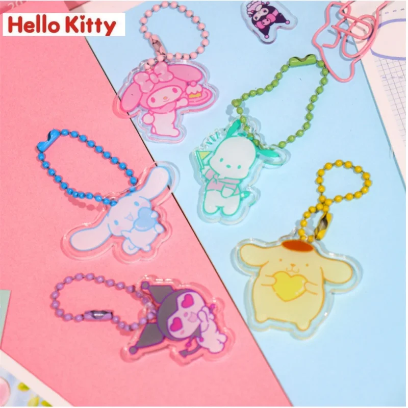 

hello kitty kuromi kawaii sanrio cinnamon dog key chain chain acrylic cartoon bag accessories mobile phone earphone pendant