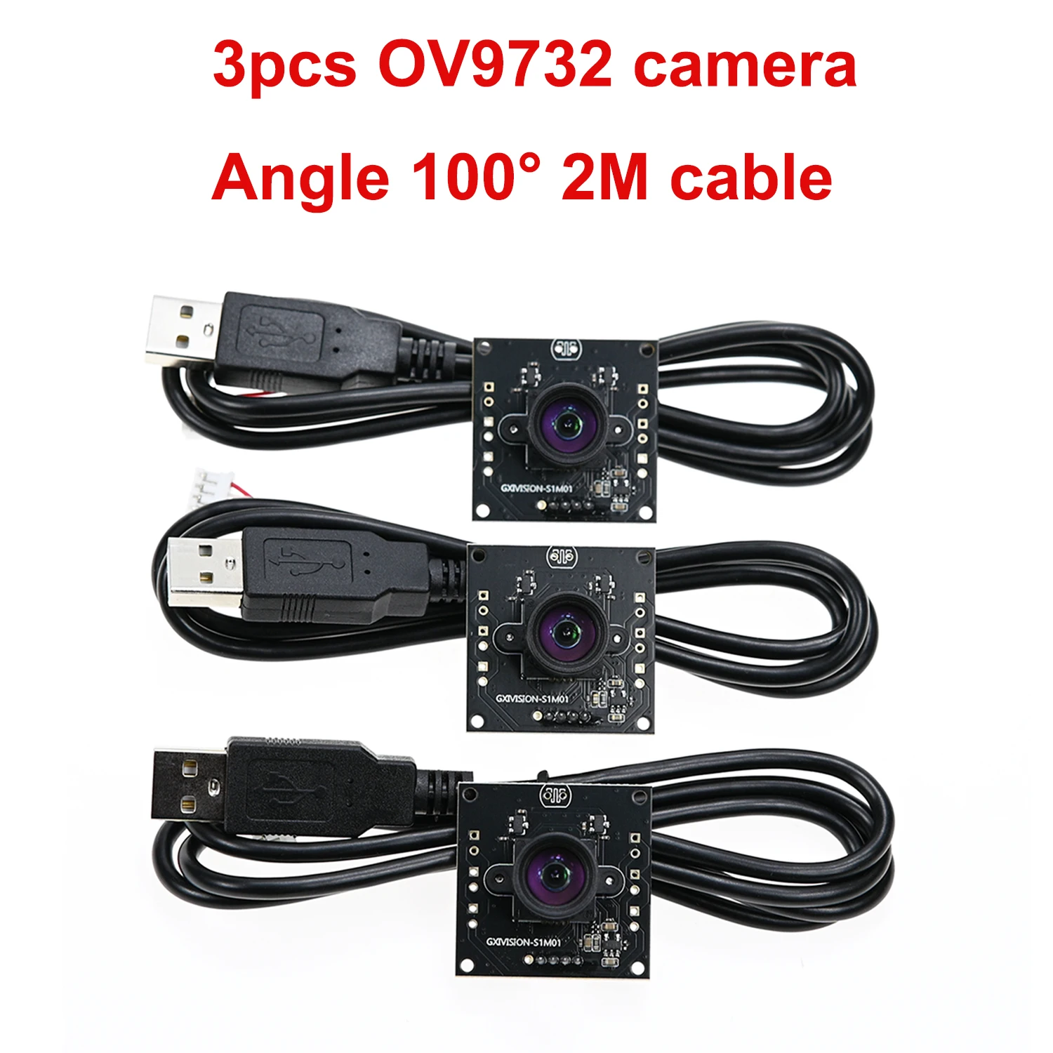 GXIVISION 3PCS OV9732/IMX179/OV2735 100 Degree 30fps 2M Cable Camera Module Compatible For DIY Autodarts.io,USB Free Driver