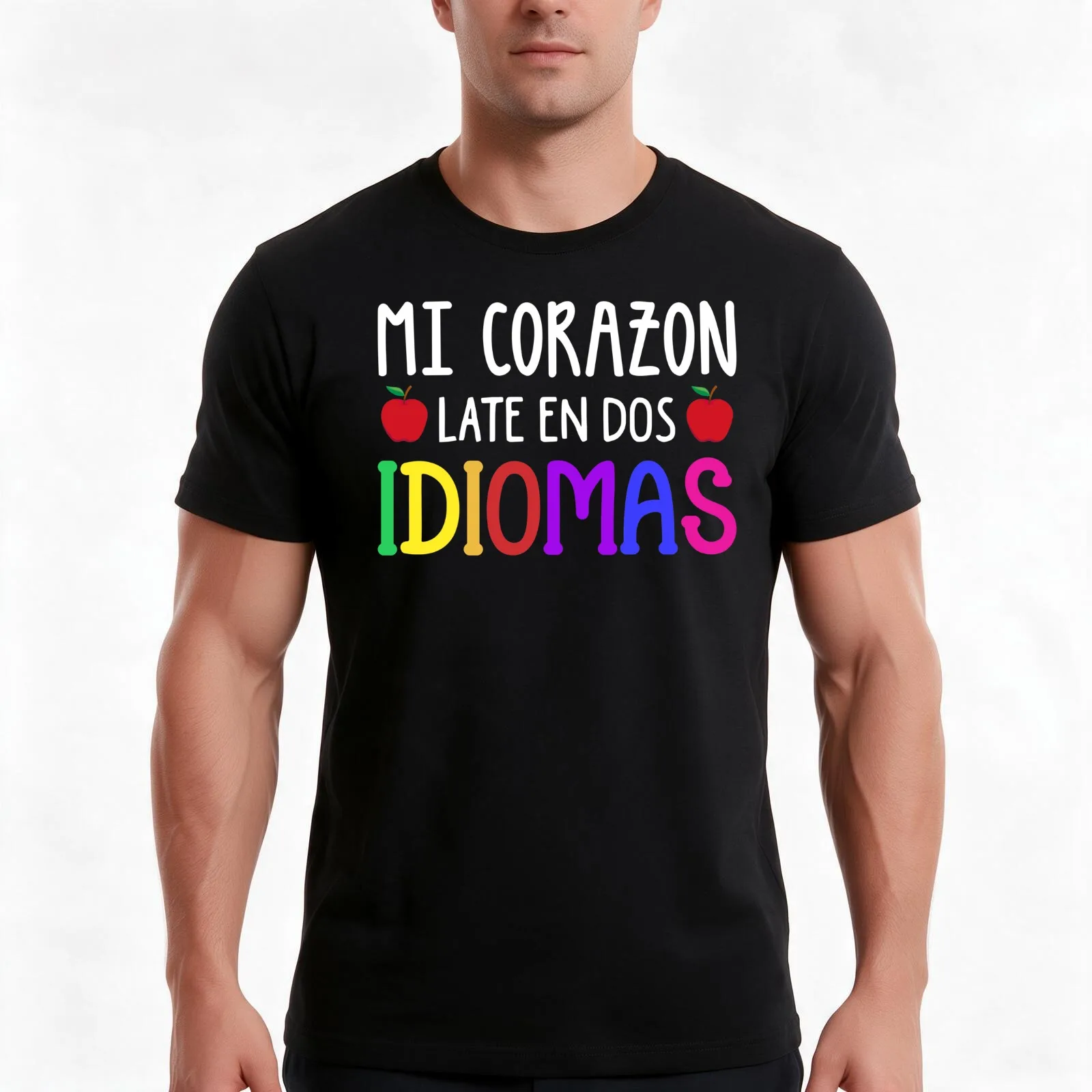Bilingual Spanish Teacher Mi Corazon Late En Dos Idiomas T-Shirt, Summer Casual Cotton Tee, Oversized Streetwear Tops