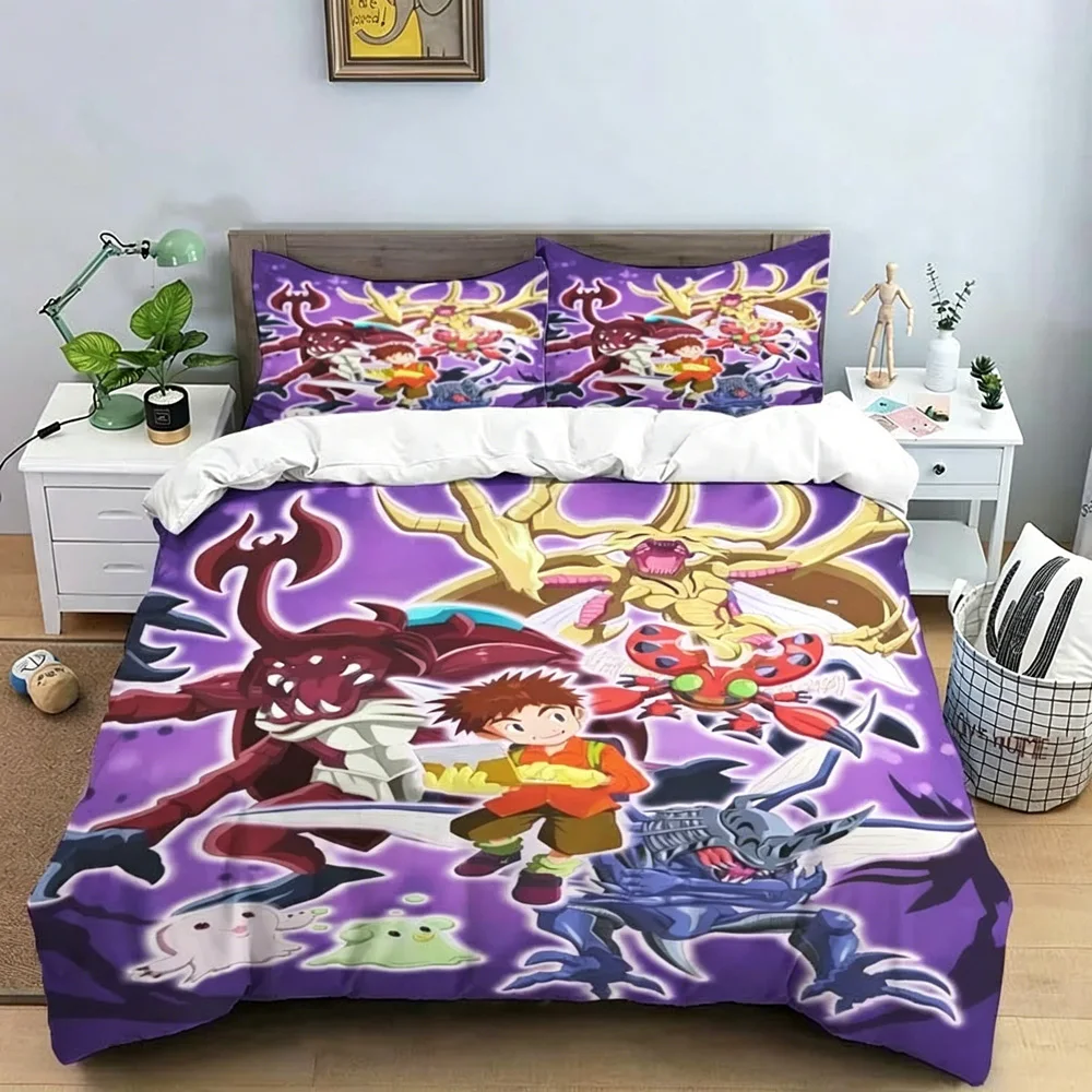 Digital Monster Bedding Set Boys Girls Twin Queen Size Digimon Duvet Cover Pillowcase Bed Kids Adult Fashion Home Textileextile