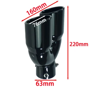 Universal 63mm Double-Barrile Car Entrance Silence Escape Escape Black Escape Titan Titanium 6 Main Sales Double Tip - №3