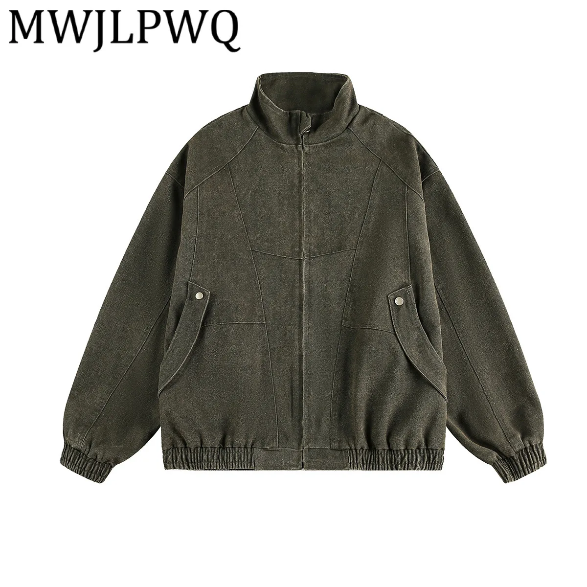 

MWJLPWQ Trendy American Retro Washed Deconstructed Jacket Men's Long Sleeve Functional Style Workwear Coat 2025 Autumn New 21906