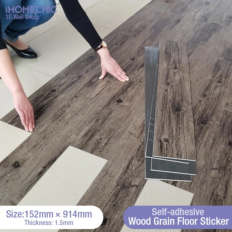 91x15cm 3D Sself-adhesive floor sticker Thicken Wood Grain Floor Wallpaper 3d Wall Sticker Waterproof room wear-resistant sticke