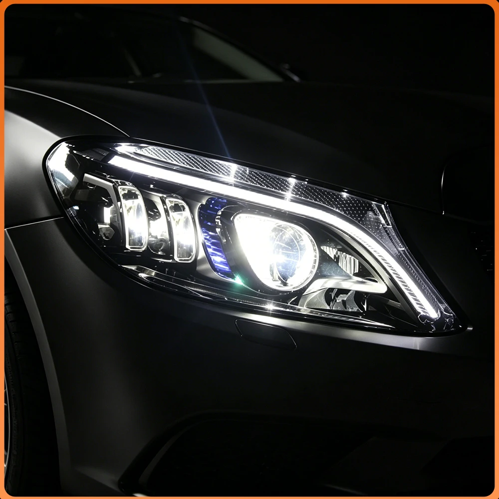 For Benz C-Class W205 2015-2021 Car Front Lamps Auto Headlights Assembly LED High Configure Projector Lens Upgrade Accessories