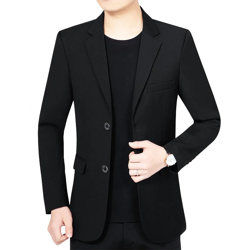 

Men Blazer Spring Autumn Simple Solid Color Turn Down Collar Man Suit Coat Thin Slim Versatile Long Sleeve Male Outerwear