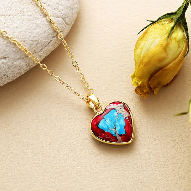

Natural Imperial Stone French Heart Pendant
