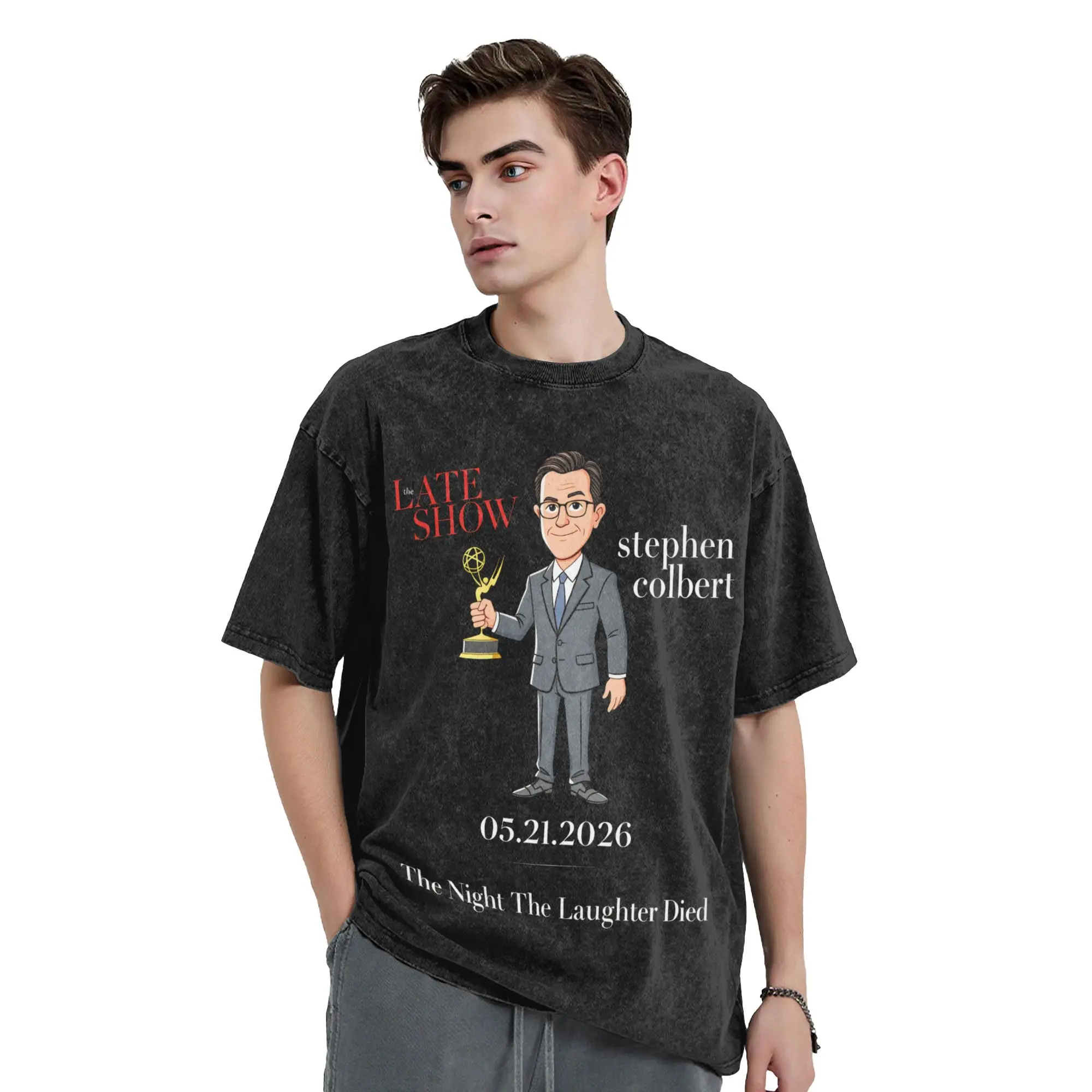 Stephen Colbert - The Night The Laughter Died Washed T Shirts Leisure  Beach Tees Y2K Basic Print Cotton Clothing Gift