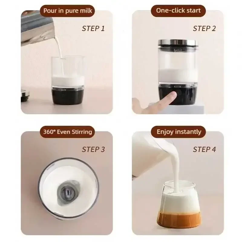 جديد صغير مريح مزبد الحليب الكهربائي الذاتي الحليب سحب Frother كابتشينو النمام لاتيه القهوة الساخن والبارد صانع رغوة