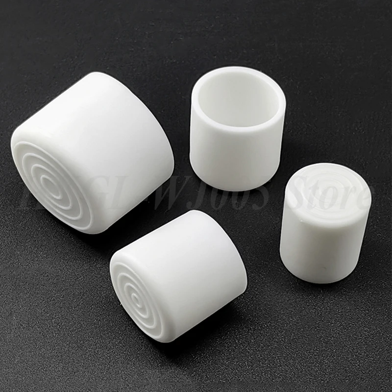 Square/Round White PVC Soft Rubber Pipe Sleeve Tube Cap Table Chair Foot Pad Protective Cover Wear-resistant Anti Slip 10-100mm