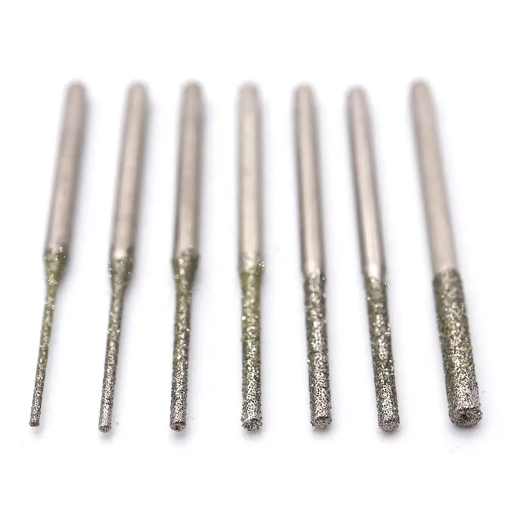 10 шт. 0,8-2,5 мм сверла с алмазным покрытием 2,35 мм хвостовик серебряная полировальная головка шлифовальные заусенцы для сверления стекла, деревообработки