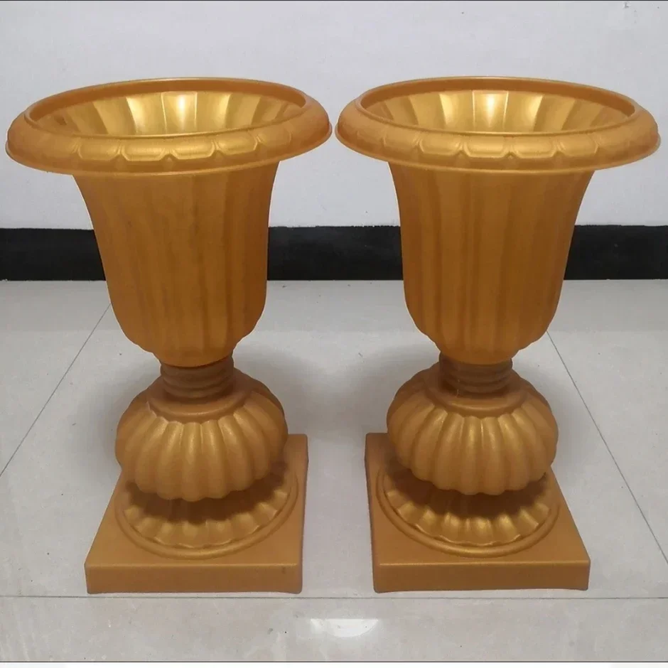 Golden Plastic Large Size Vases Party Decorate Ornaments Wedding Celebration Photograph Originality Background Prop