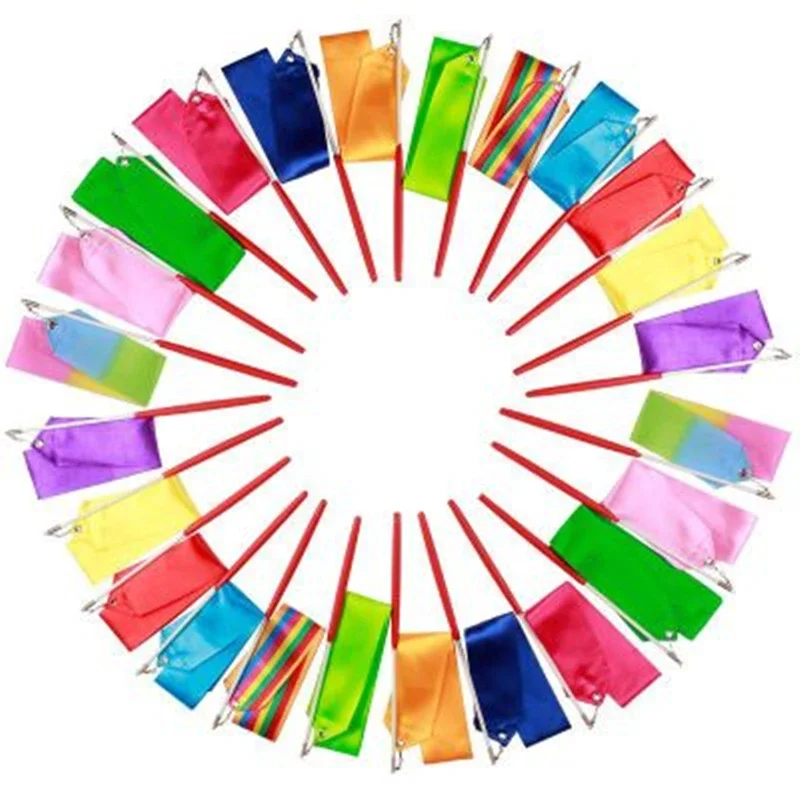 2M/4M/6M Colorful Gym Ribbons Dance Rhythmic Art Gymnastic Ballet Streamer Twirling Stick for Gym Training Outdoor Sport Games