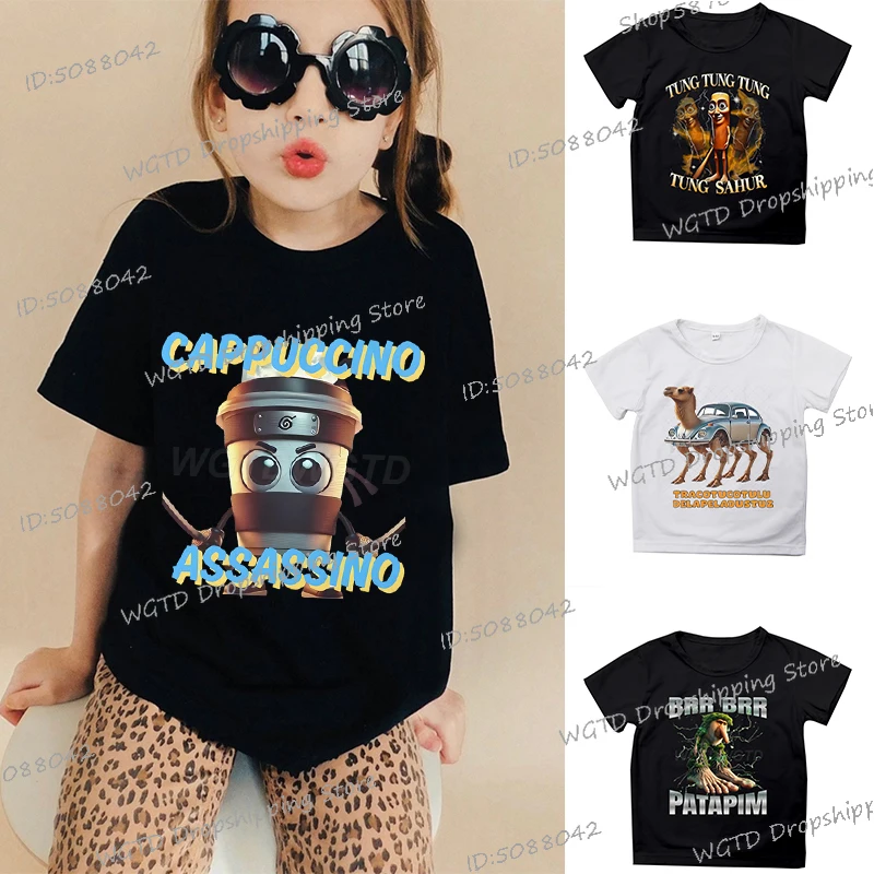 

Cappuccino Assassino Meme Italian Brainrot T-shirt Fashion Short Sleeve Tung Tung Tung Sahur Tshirt Boys Girls Funny Y2K Tops