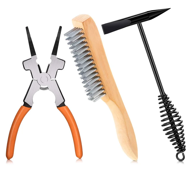 10 Inch Scratch Wire Brush Slag Removal Tool,8 Inch Welding Plier Plier And 10 Inch Welding Chipping Hammer For Cleaning-[Qahk]