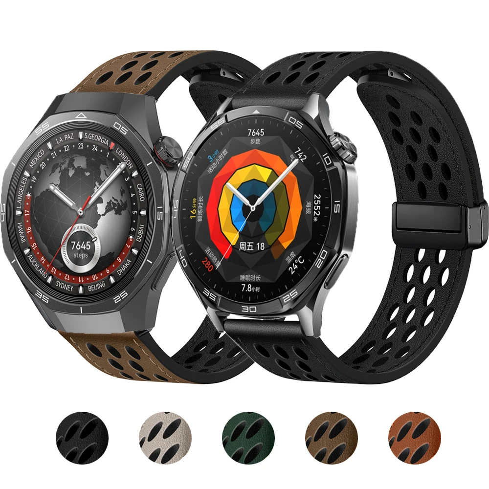 Lederband Für Huawei Uhr GT5 Pro GT4 GT3 GT2 GT2e Magnetische Sport Band Für Huawei Uhr 4 4Pro 3 3Pro GT 5 4 3 2E Armband