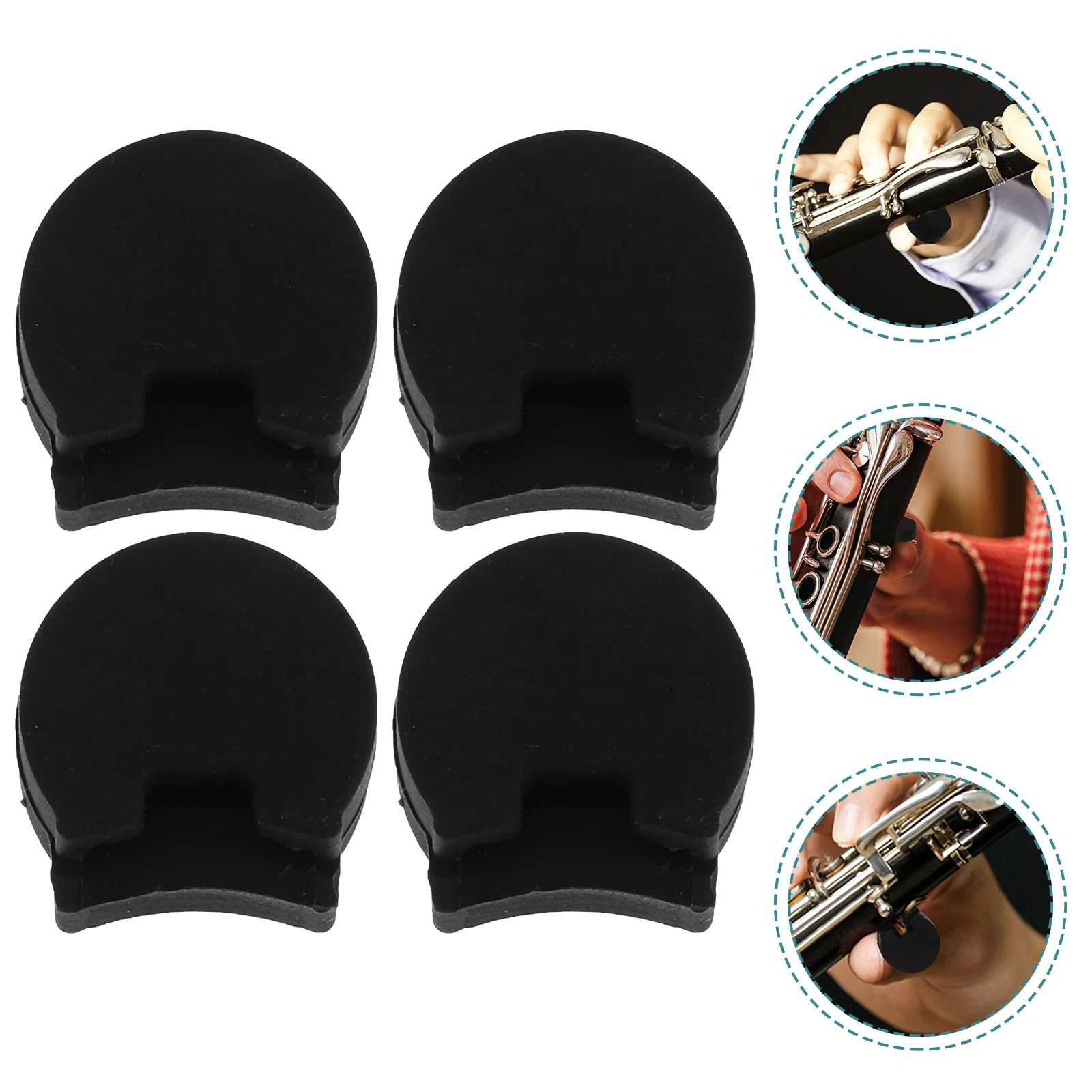 

4 Pcs Clarinet Thumb Rest Cushions Instrument Playing Accessory Support Accessories Simple Finger for Black Protective Cover