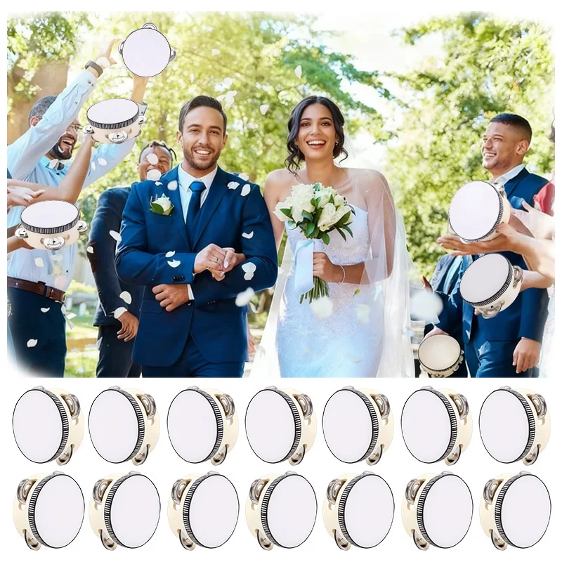 6 قطعة طبلة الزفاف الدف لتقوم بها بنفسك دش الزفاف الطبول اليد حفلة عيد ميلاد هدايا الزفاف للضيوف صانع الضوضاء الدعائم الألعاب